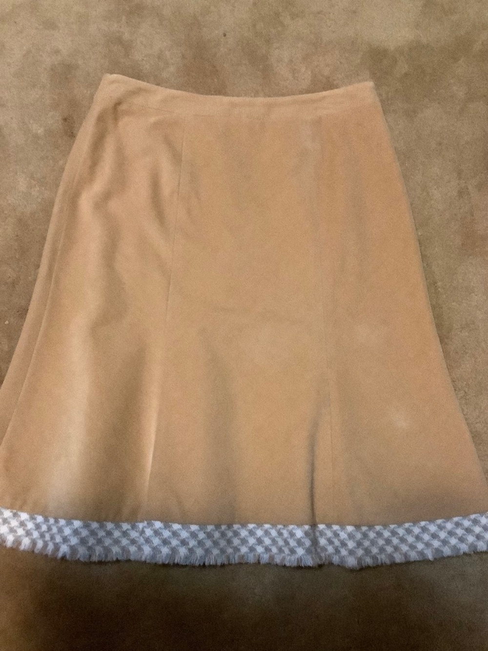 PHOEBE SKIRT SIZE 8 BUFF BEIGE COLOR WITH BEAUTIFUL TRIM & LINED~